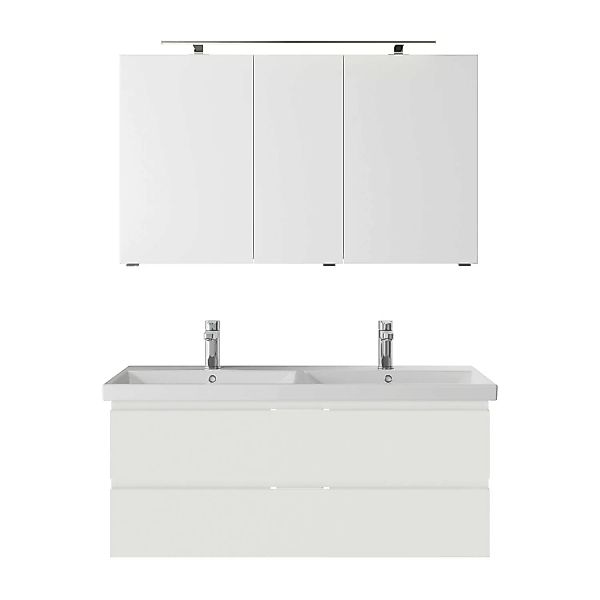Pelipal Badmöbel-Set Serie 4035 3-teilig grifflos Weiß Glanz mit Spiegelsch günstig online kaufen