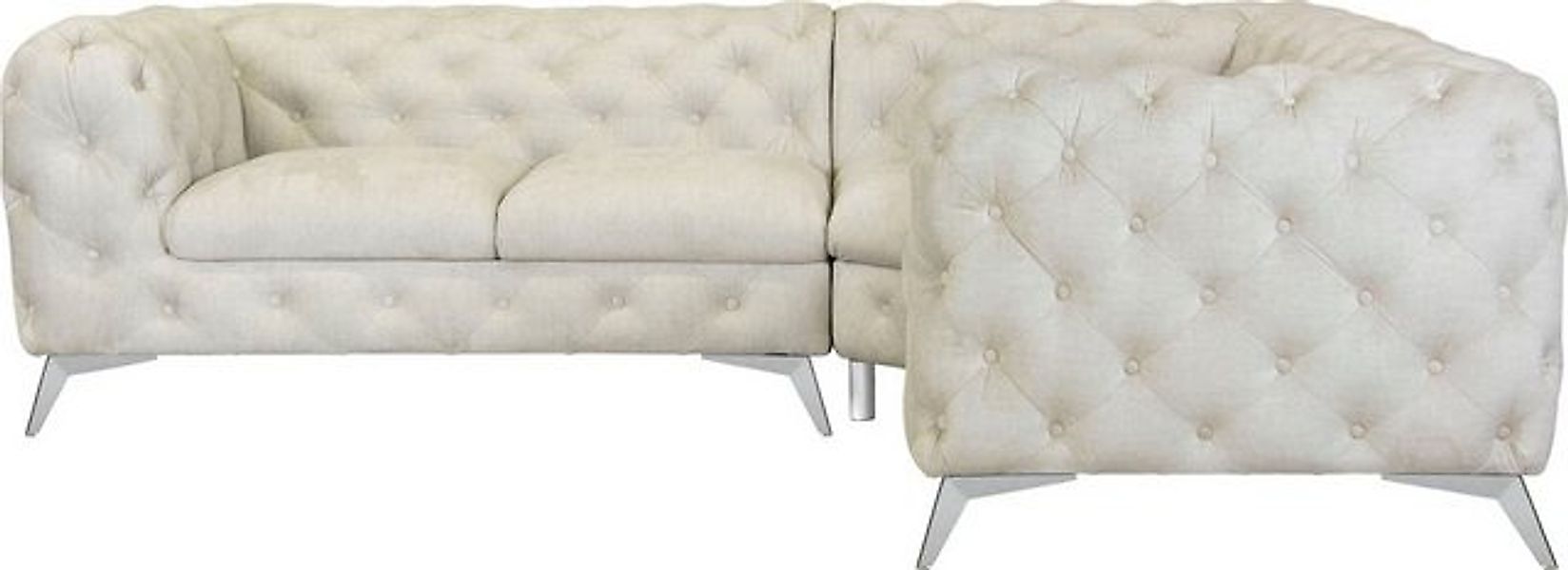 Leonique Chesterfield-Sofa "Ecksofa GLYNIS L-Form mit Wellenunterfederung, günstig online kaufen
