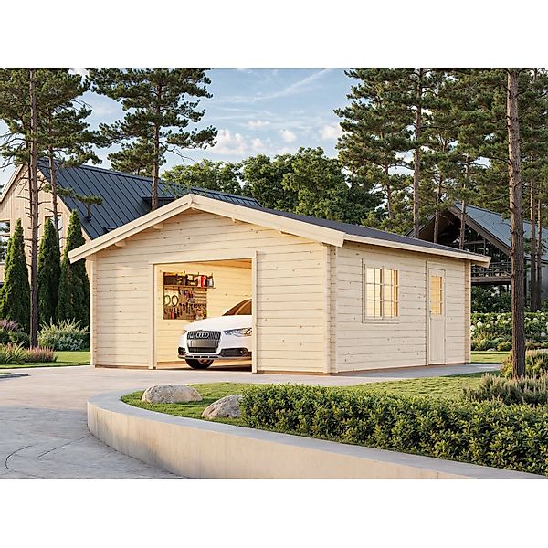 Palmako Garage Roger ohne Tor 540 x 540 cm Lackiert Dunkelgrau-Weiß FSC® günstig online kaufen