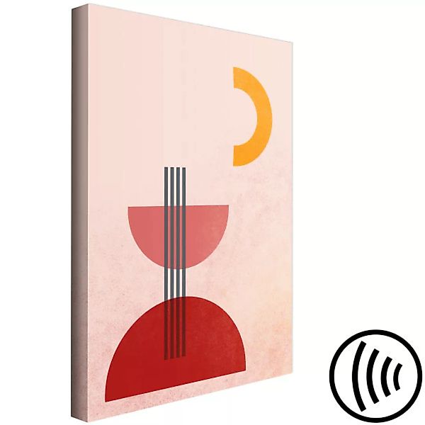 Wandbild Abstrakter Springbrunnen und Mond - grafisches Motiv in roten Töne günstig online kaufen