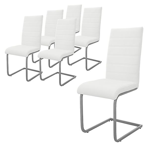 ML-Design Esszimmerstühle 6Er Set Weiß aus Kunstleder und Metall günstig online kaufen