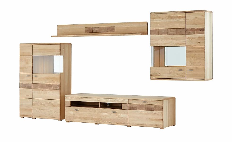 Woodford Wohnwand  Miro ¦ holzfarben ¦ Maße (cm): B: 379 H: 202 T: 51 Wohnw günstig online kaufen