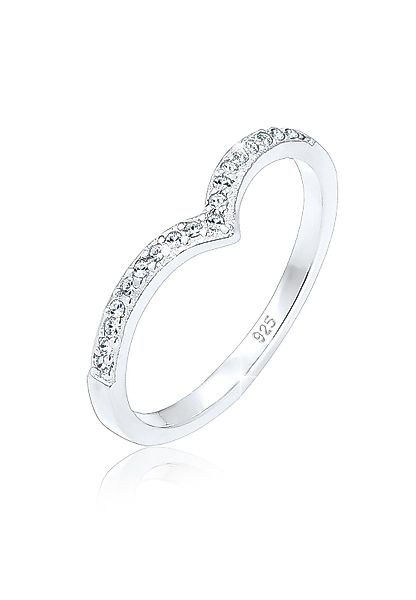 Elli Fingerring V-Form Glas Kristalle Weiß günstig online kaufen