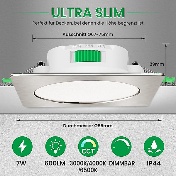 ALUSSO LED Einbaustrahler 6er-Set, 7W Decken günstig online kaufen