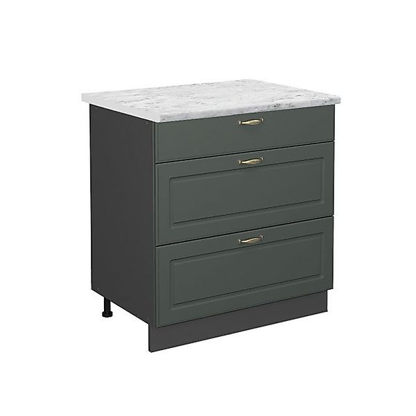 Vicco Küchenunterschrank Fame-Line Grün-Gold Landhaus/Anthrazit 80 cm mit 3 günstig online kaufen