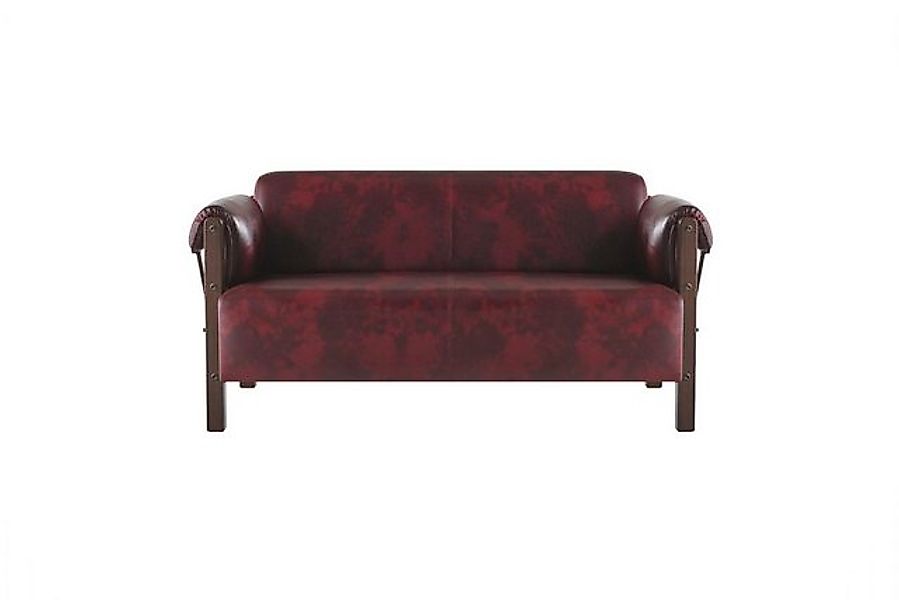 JVmoebel 2-Sitzer Couch Bordeaux Ledersofa 2-Sitzer Leder Holz Modern Sofa günstig online kaufen