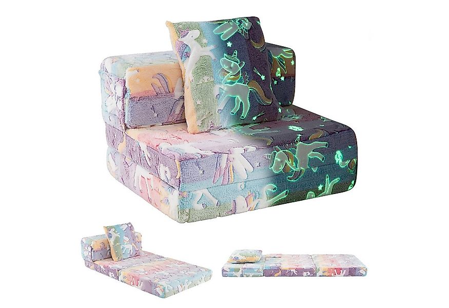 COSTWAY Kindersofa, 3-in-1 Klappsofa-Bett mit abnehmbaren Bezügen, Kissen günstig online kaufen