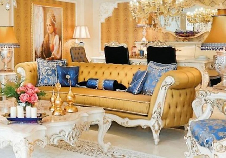 Casa Padrino Chesterfield-Sofa Luxus Barock Chesterfield Wohnzimmer Sofa Go günstig online kaufen
