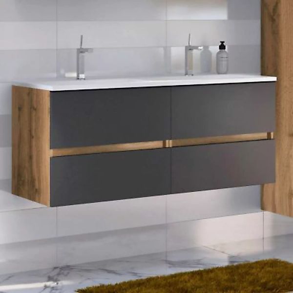 Lomadox Badezimmer Doppelwaschtisch 120 cm mit Waschbecken LOUROSA-03 in Wo günstig online kaufen