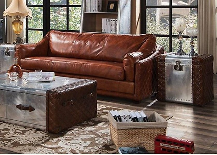 JVmoebel Sofa Chesterfield 3 Sitz Chesterfield Braun Vintage Leder Möbel St günstig online kaufen