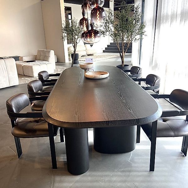 Maison ESTO Esstisch LUDGER Esszimmertisch schwarz oval Eiche, schwarz lack günstig online kaufen