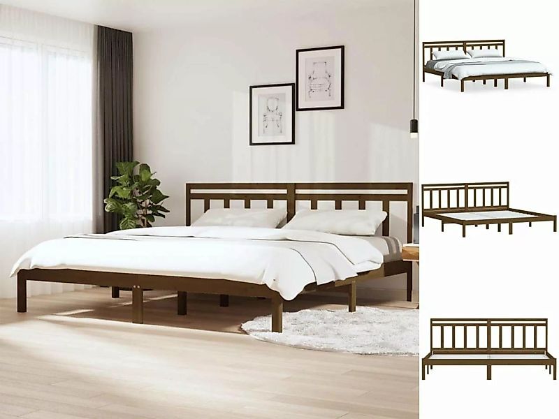 vidaXL Bettgestell Massivholzbett Honigbraun Kiefer 200x200 cm Doppelbett B günstig online kaufen