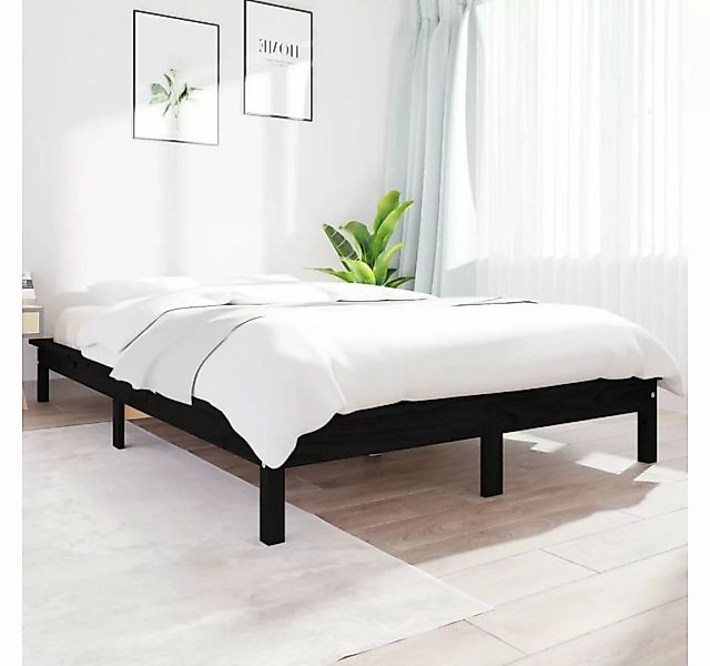 furnicato Bett Massivholzbett Schwarz 140x200 cm Kiefer günstig online kaufen