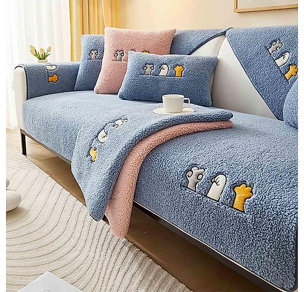 NUODWELL Sofabezug Sofaschutz, Samt rutschfest L Form 1 2 3 4 Sitzer Sofabe günstig online kaufen