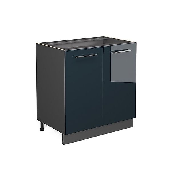 Vicco Spülenunterschrank Fame-Line Dunkelblau Hochglanz 80 cm mit Regal ohn günstig online kaufen