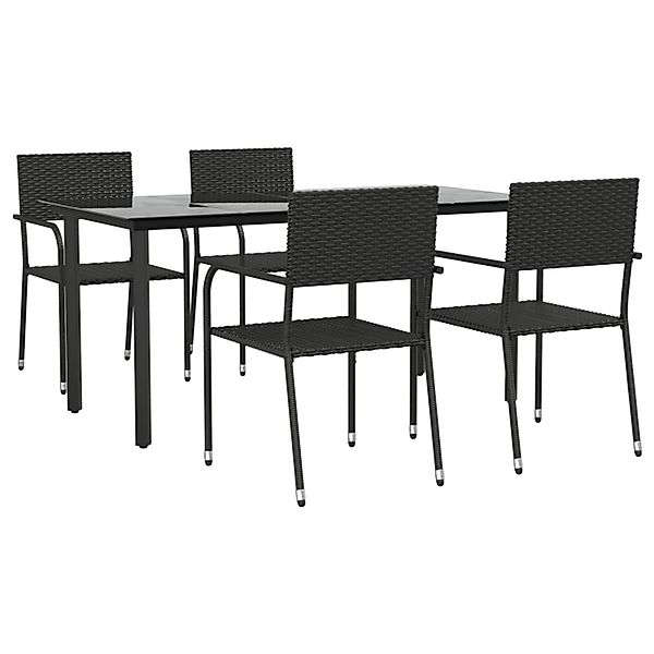 vidaXL 5-Tlg Garten-Essgruppe Schwarz Poly Rattan und Stahl 3203284 günstig online kaufen