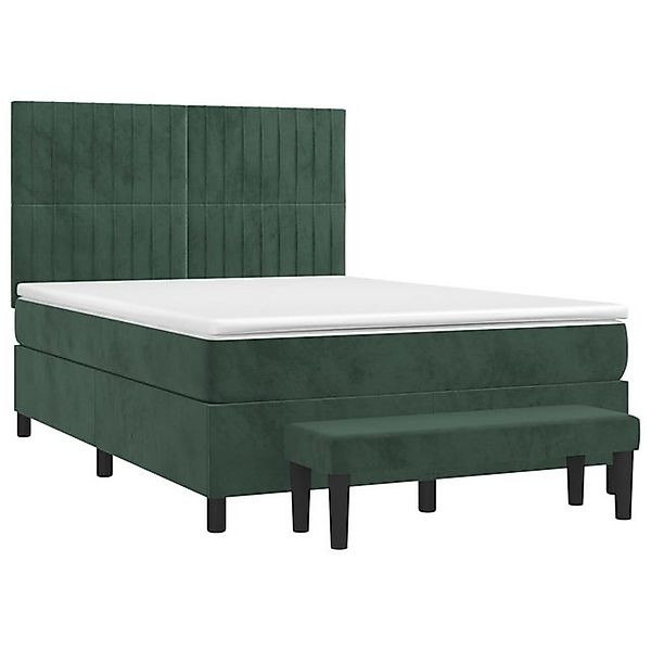 vidaXL Bett Boxspringbett mit Matratze Dunkelgrün 140x200 cm Samt günstig online kaufen