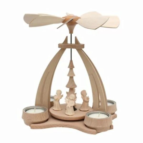 Sigro Holz Teelicht-Tischpyramide mit 4 Engelfiguren 14 x 18 x 24 cm bunt günstig online kaufen