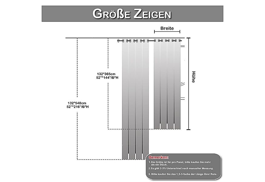 Sunicol Gardine Extra Lange Vorhänge, Verdunkelungsvorhang mit Ösen für Gro günstig online kaufen