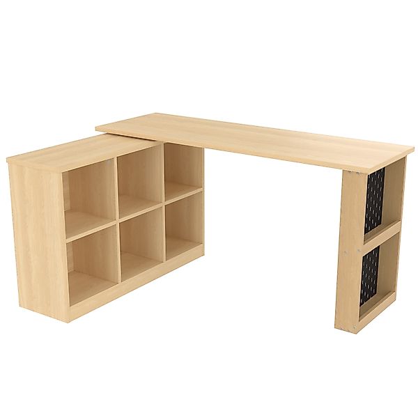 Schreibtisch, Bürotisch mit Lagerschrank 140cm Flexibler veränderbare Form günstig online kaufen