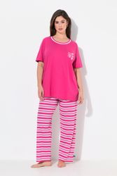 Ulla Popken Pyjama Pyjama Ringelhose Rundhals günstig online kaufen
