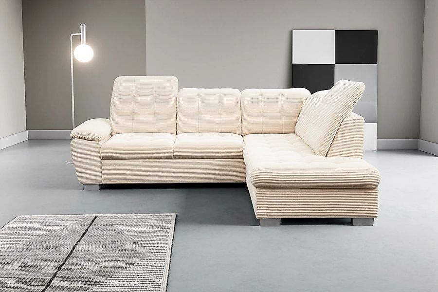 WERK2 Ecksofa "Bonny inkl. Kopfteilverstellung, Bettfunktion, Stauraum, Bre günstig online kaufen