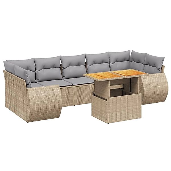 vidaXL 8-Tlg Garten-Sofagarnitur mit Kissen Beige Poly Rattan 3272109 günstig online kaufen