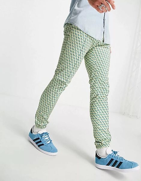 ASOS DESIGN – Enge, elegante Jogginghose mit geometrischem Muster in Pastel günstig online kaufen