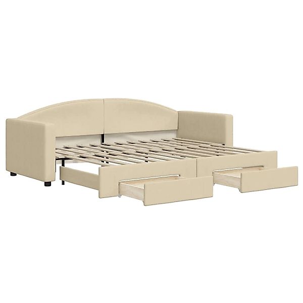 vidaXL Tagesbett Ausziehbar mit Schubladen Creme 80x200 cm Stoff1898678 günstig online kaufen