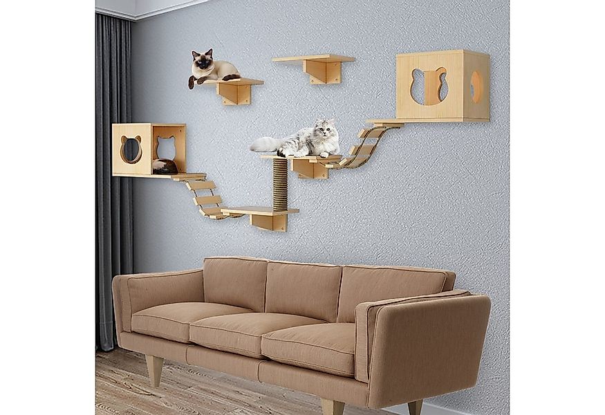 TWSOUL Katzen-Kletterwand 9/17 Stück Deluxe-Katzenmöbel aus Holz, Katzenbet günstig online kaufen