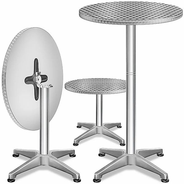 Stehtisch 2er-Set Silber Alu Ø60cm klappbar, höhenverstellbar günstig online kaufen