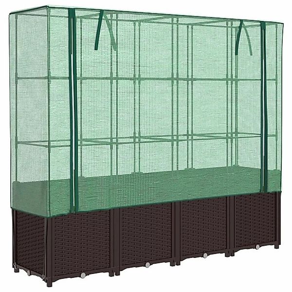 vidaXL Hochbeet mit Gewächshaus-Aufsatz Rattan-Optik 160x40x153 cm 2159049 günstig online kaufen