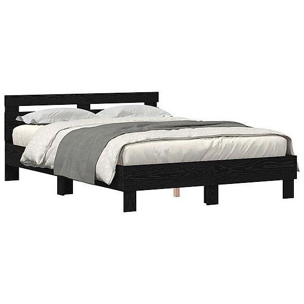 vidaXL Bett Schwarzes Bettgestell Schwarze Eiche Holz 140 x 190 cm Langlebi günstig online kaufen