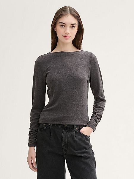 TOM TAILOR Denim Langarmshirt T-Shirt Basic Langarmshirt mit Raffärmeln günstig online kaufen