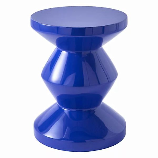 pols potten - Zig Zag Hocker - dunkelblau/lackiert/H 46cm x Ø 35,5cm günstig online kaufen