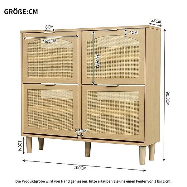 Odikalo Schuhschrank Schuhkommode Holzmöbel mit Klappschubladen, 100x25x90c günstig online kaufen