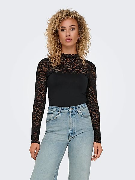 ONLY Spitzenshirt "ONLLIV L/S LACE TOP ACC" günstig online kaufen
