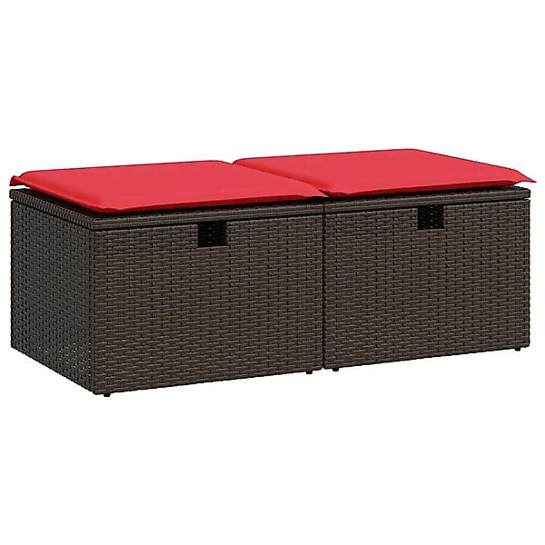 vidaXL 2-Tlg Garten-Sofagarnitur mit Kissen Braun Poly Rattan Akazie 332867 günstig online kaufen