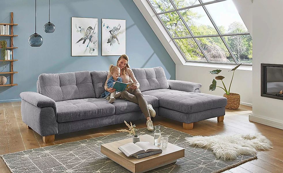 meinSofa Ecksofa  aus Cord Suna ¦ grau ¦ Maße (cm): B: 316 H: 86 T: 177.0 P günstig online kaufen