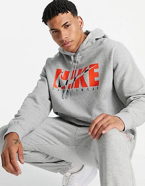 Nike – Fleece-Trainingsanzug in Grau mit Grafik-Logo günstig online kaufen