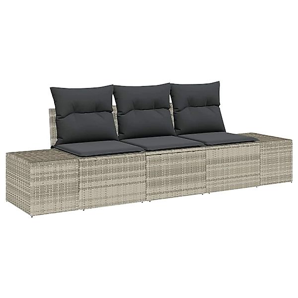 vidaXL Garten-Sofa-Set 3-Tlg Hellgrau Poly Rattan 3346922 günstig online kaufen