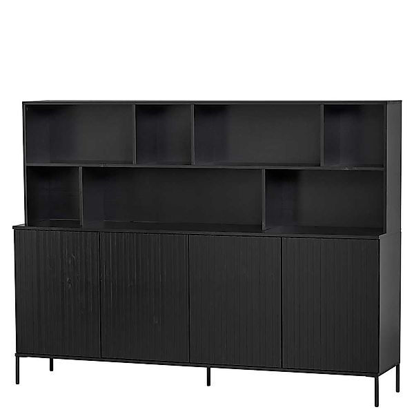 Breiter Wohnzimmerschrank in Schwarz Skandi Design günstig online kaufen