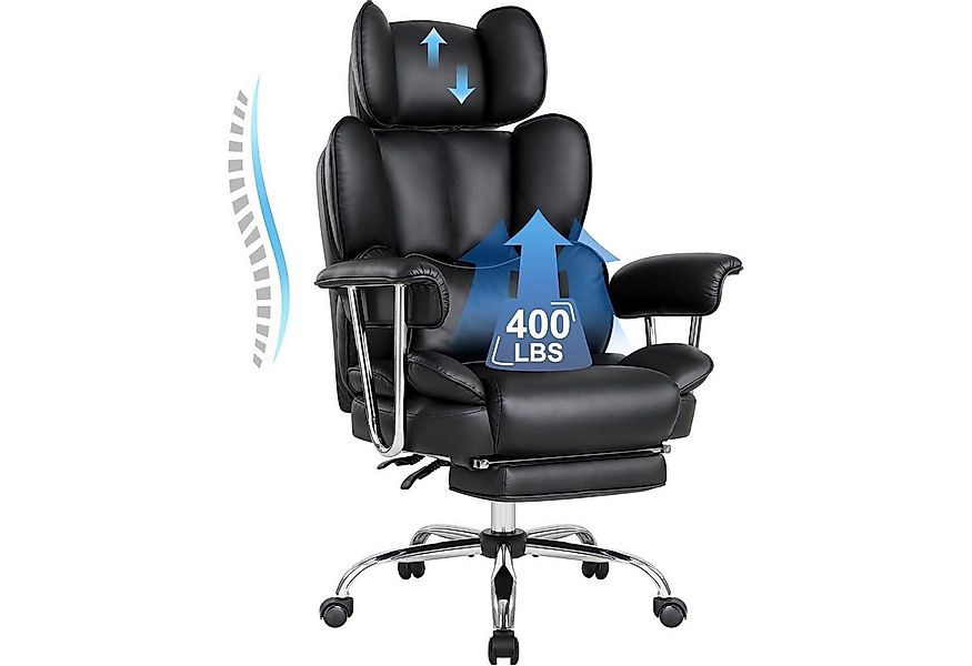 LuxusKollektion Chefsessel Ergonomischer Bürostuhl mit Fußstütze und Lenden günstig online kaufen