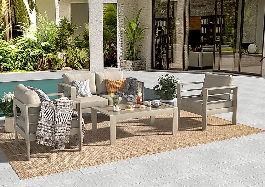 MeXo Gartenlounge-Set Balkonmöbel Set 4 Personen günstig online kaufen