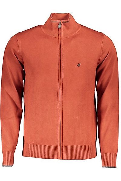 U.S. GRAND POLO Strickpullover Herren-Cardigan in Bronze mit Kontrastdetail günstig online kaufen