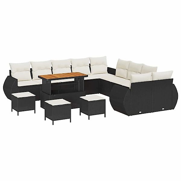 vidaXL Garten-Sofa-Set 14-Tlg Schwarz Poly Rattan 3361940 günstig online kaufen