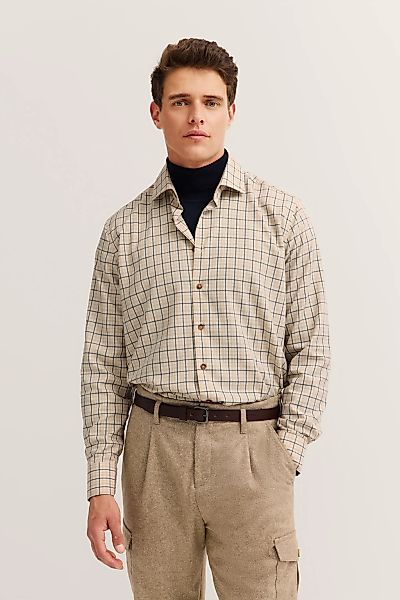 bugatti Langarmhemd "Modern Fit", kariert, Kent-Kragen, weicher Materialmix günstig online kaufen