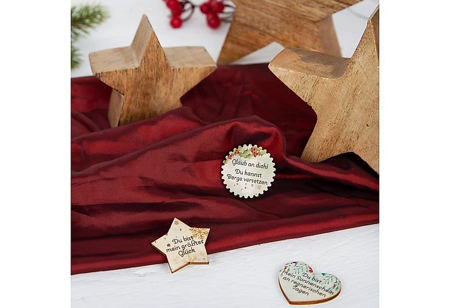 Logbuch-Verlag Dekofigur 3 massive Sterne aus Holz, braun, 10 x 10 x 4 cm b günstig online kaufen