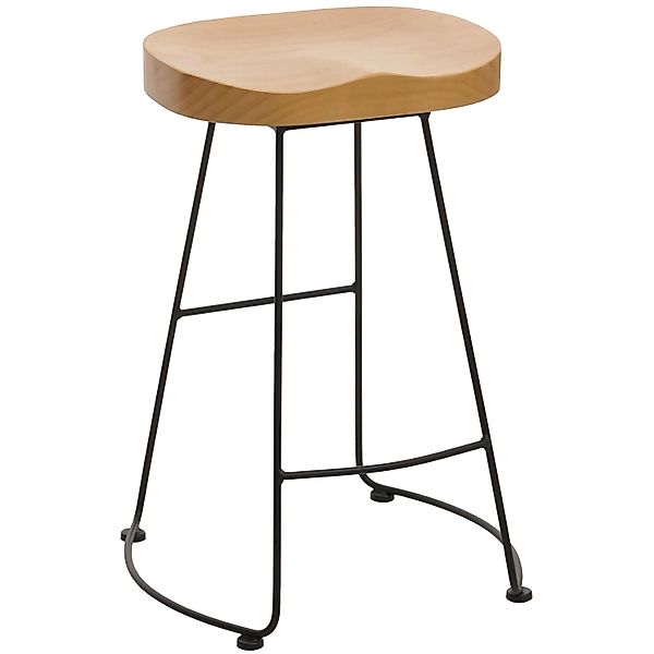 PROREGAL Barhocker Sitzhöhe 68cm Fußablage Industrial Metall Massiv-Holz 3D günstig online kaufen