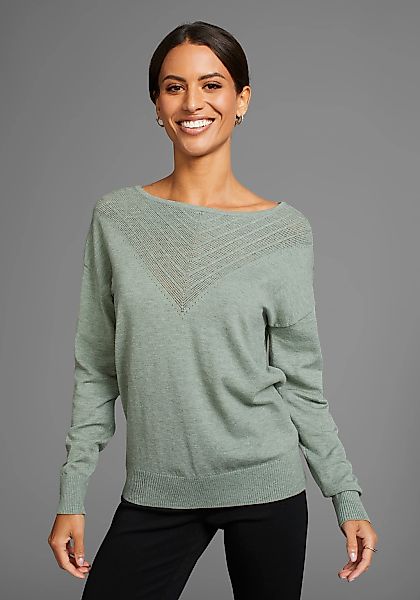 Laura Scott Rundhalspullover mit feinem Ajour-Muster günstig online kaufen